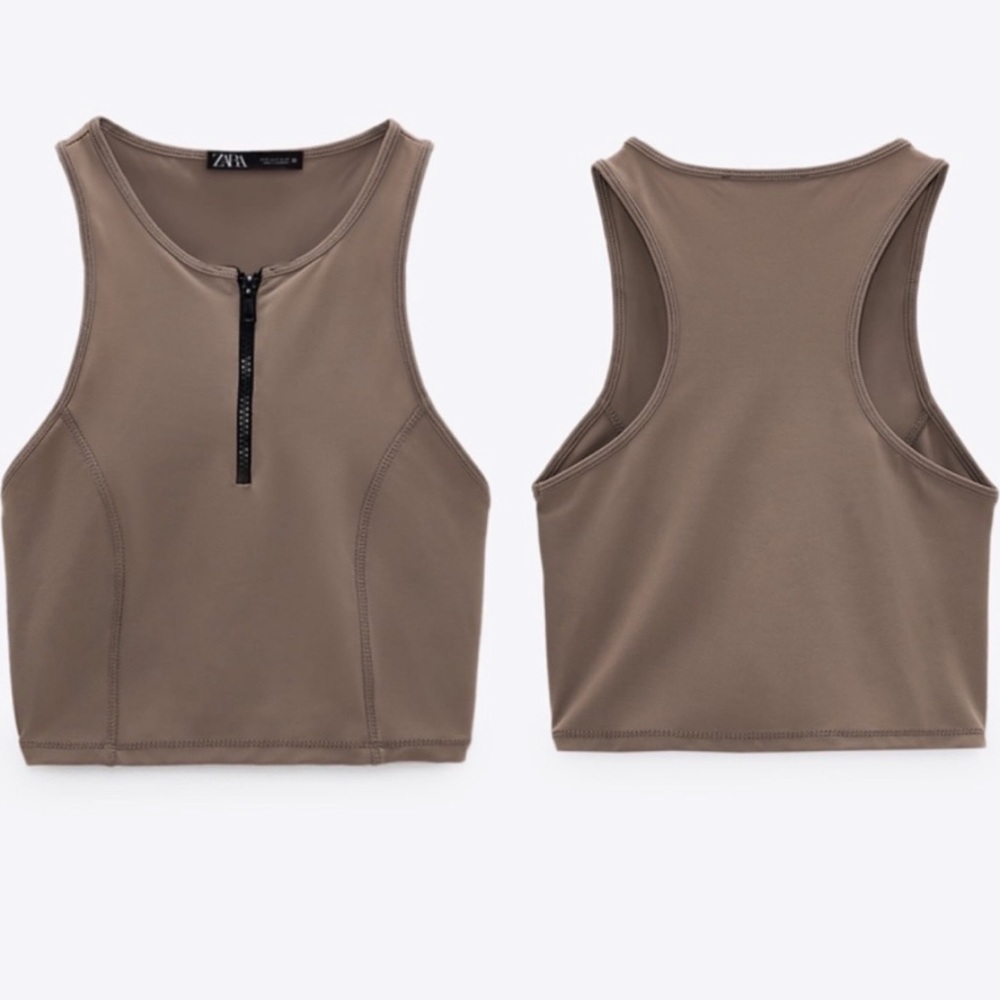 NWT Zippered Crop Top in MINK MEDIUM